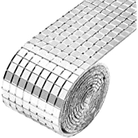 Coolga 1464 Piezas de Azulejos de Mosaico autoadhesivos- Espejos- Mini Pegatina de Vidrio Cuadrada Plateada para…